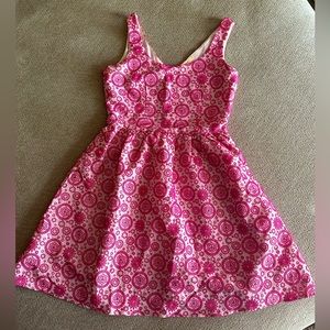 Hot pink embroidered mini boutique dress. Cute A-line flare, size small.